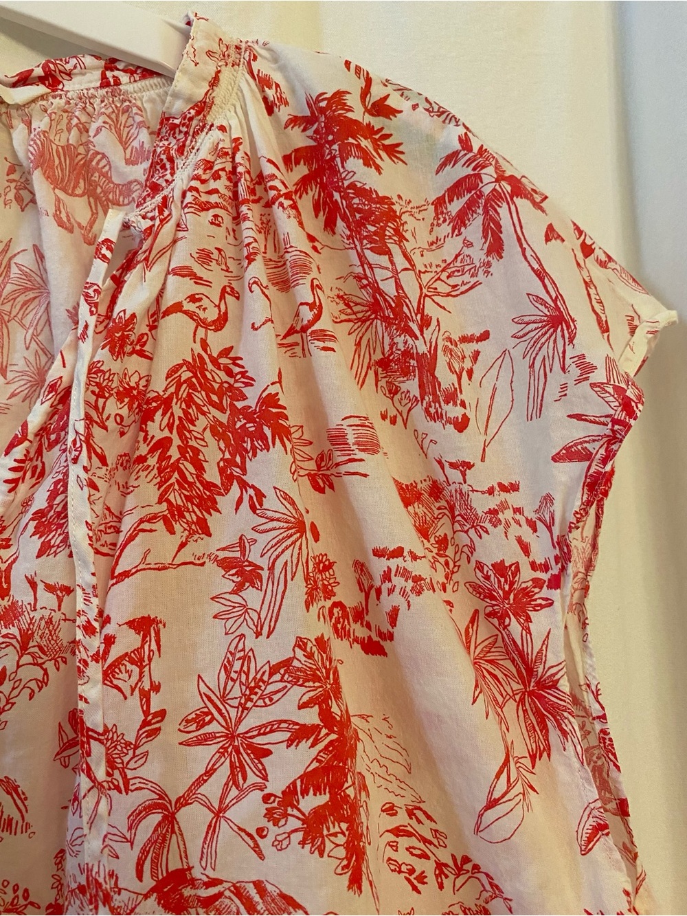 H&M Red & White Cotton Short Sleeve Lightweight Pullover W/Tie. EUC. Sz Lg. - Picture 4 of 14